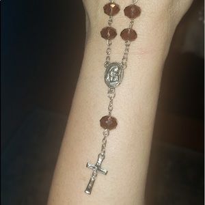 Fashion Rosary Keychains of purple or clear glass beads